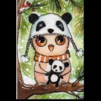 喜欢熊猫的猫头鹰冬天儿童画作品在线看