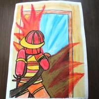 火海搏击 消防员儿童画