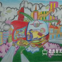 优秀中学生科幻画《太空清洁车》鉴赏