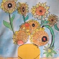 儿童画盛开的向日葵