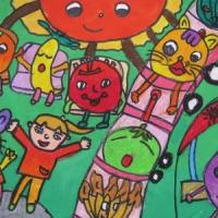 热闹的游乐场六一节美术作品分享