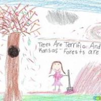 爱护大树画植树节的儿童画分享