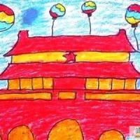 庆国庆儿童画作品：天安门