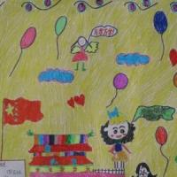 欢庆国庆节儿童画作品大全-祖国母亲万岁