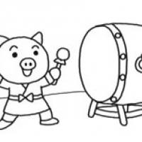 打鼓的小猪怎么画 打鼓的小猪简笔画步骤图解教程