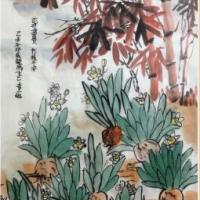 水仙墨竹图现代写意花鸟画