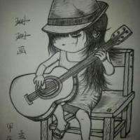 儿童漫画 弹吉他的帅气女孩