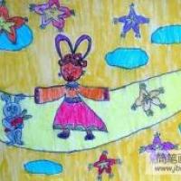 欢度中秋节儿童画-嫦娥也回家过中秋