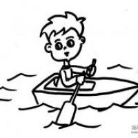 人物简笔画 划船的小男孩