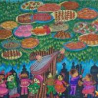 水彩科幻画欣赏《新疆音乐风味美食树》