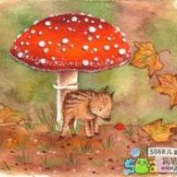小野猪找食物绘画图片 秋天主题儿童画欣赏