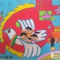 和平中国，欢庆国庆节儿童画作品