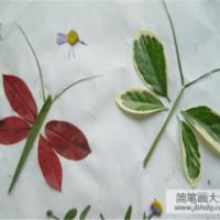 树叶贴画作品：花瓣蝴蝶