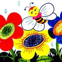 儿童水彩画教程 小蜜蜂采花蜜