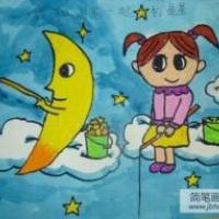 中秋节的月亮儿童画-天涯共此时