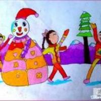 幼儿关于冬天的儿童画作品