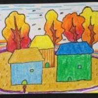 秋天的茱萸树,有关九九重阳节的儿童画作品