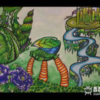 优秀中学生获奖科幻画《植物能源交互城》欣赏