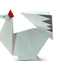 公鸡手工折纸教程：可爱的大公鸡折纸