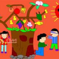 儿童创意科幻画《百果树下捉迷藏》赏析
