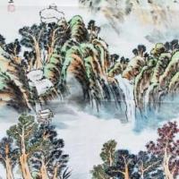 高山流水图国画山水考级作品展示