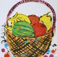 儿童国画作品大图-秋天的果篮