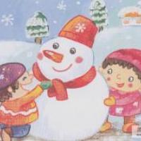 儿童画 小伙伴堆雪人
