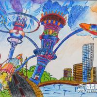 优秀儿童获奖科幻画《新的大城市》赏析