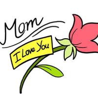 我爱你妈妈，母亲节花朵简笔画