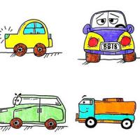 4款汽车的彩色简笔画图片