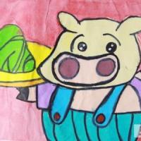 有关端午节的卡通画作品小猪也爱吃粽子