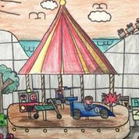 好玩的游乐场六一儿童节主题画作品分享