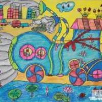 四年级儿童科幻画：超级垃圾清洁器
