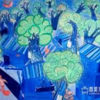 小学生获奖科幻画《生态夜光树》