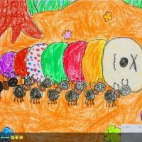 幼儿园劳动节儿童画-小蚂蚁搬虫虫