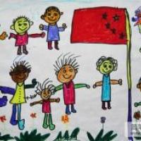 一年级国庆节儿童画-祝福祖国