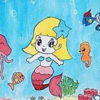 奇妙的海底世界儿童画美人鱼
