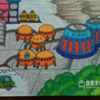 小学生环保科幻画《新型雾霾处理器》赏析