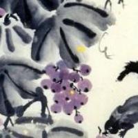儿童中国画，美味的紫晶葡萄