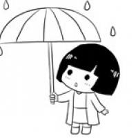 打雨伞的小女孩简笔画图片