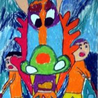 欢乐节日儿童画-端午赛龙舟