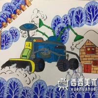 优秀儿童获奖科幻画《洪江市芙蓉小学》赏析