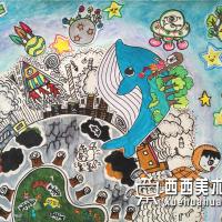 三等奖儿童获奖科幻画《太空家园》欣赏