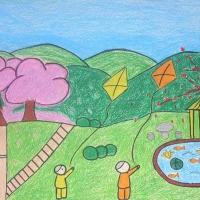 获奖的绿色家园儿童画:让世界充满绿色