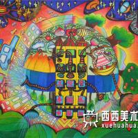 二等奖小学生获奖科幻画《太空营养输送中转站》欣赏