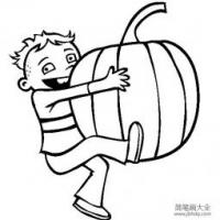 秋天的图片 小男孩抱南瓜简笔画