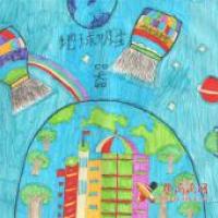 中学生环保科幻画《地球吸尘器》