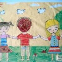 庆祝战争胜利儿童画-和谐 和平