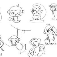 调皮的小猴子简笔画实例及步骤