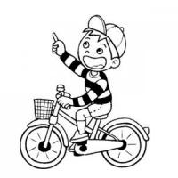 骑自行车的小男孩填色图片